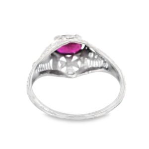 Ruby Platinum Filigree Ring with Diamonds, Alaska Mint