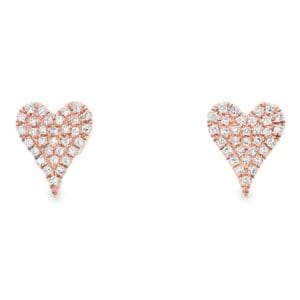 Rose Gold Heart Earrings with Diamonds, Alaska Mint