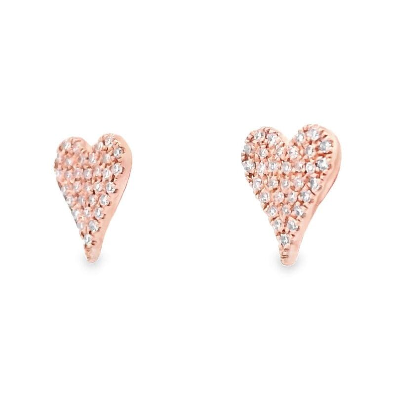 Rose Gold Heart Earrings with Diamonds, Alaska Mint