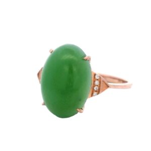 Jade Oval Shaped Ring 18k Rose Gold with Diamonds, Alaska Mint