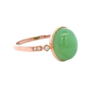 Jade Round Shaped Ring 18k Rose Gold, Alaska Mint