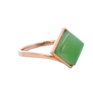 Square Jade Ring 18k Rose Gold, Alaska Mint