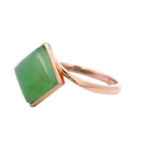 Square Jade Ring 18k Rose Gold, Alaska Mint
