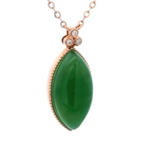 Jade Marquis Shaped Pendant 18k Rose Gold, Alaska Mint