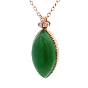 Jade Marquis Shaped Pendant 18k Rose Gold, Alaska Mint