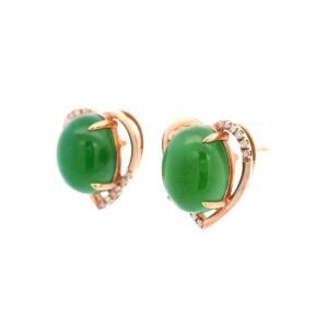 Jade Heart Stud Earrings 18k Rose Gold, Alaska Mint