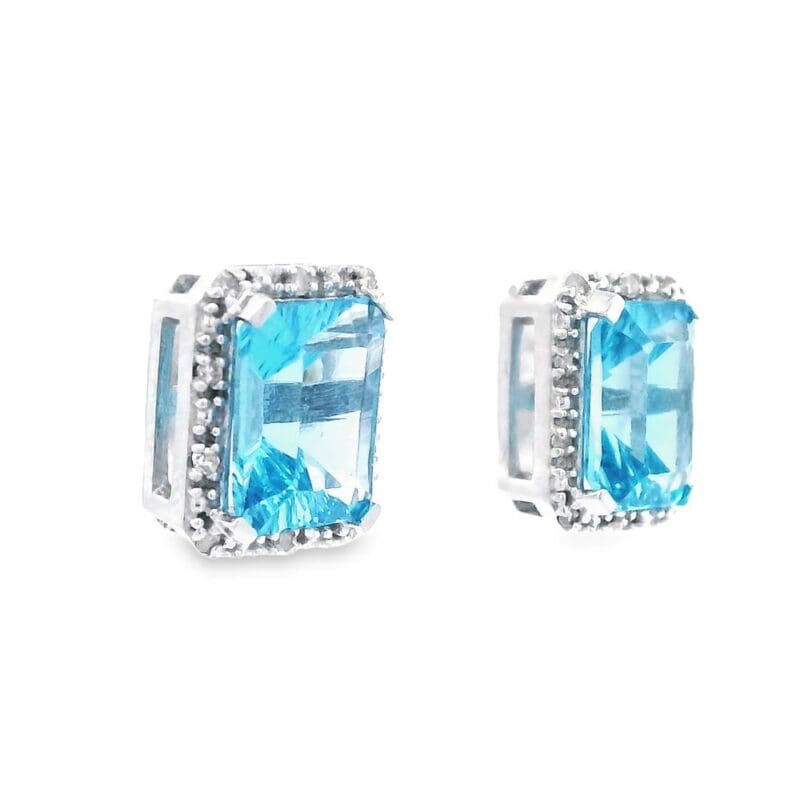 4.0ct Blue Topaz & Diamond Earrings, Alaska Mint