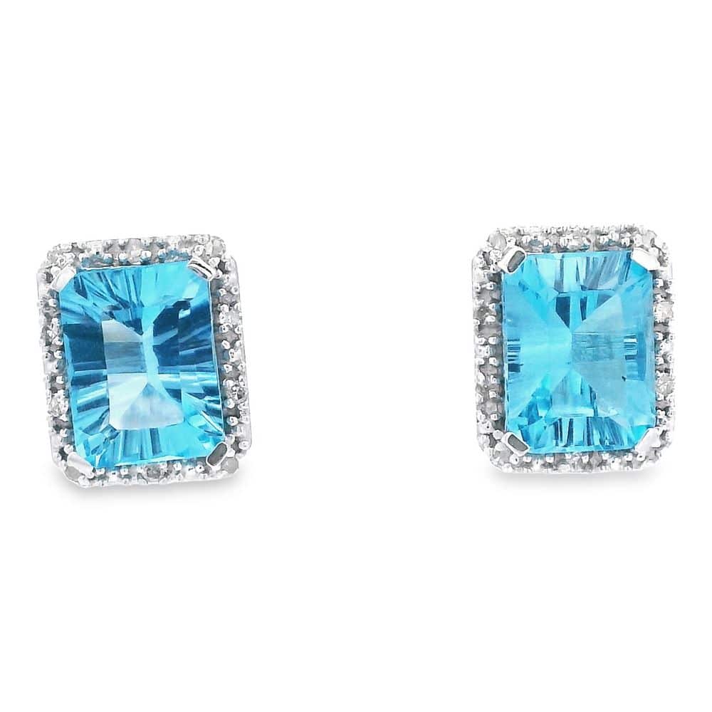 4.0ct Blue Topaz & Diamond Earrings, Alaska Mint