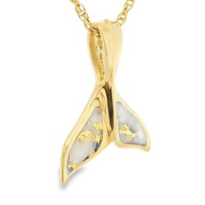 Gold Quartz Whale Tail Pendant, Alaska Mint