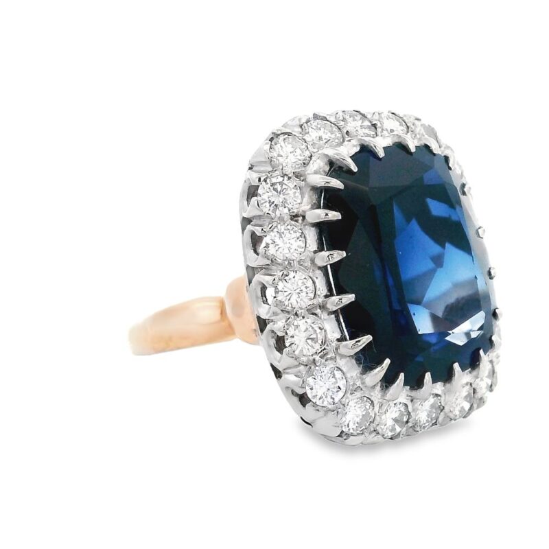 Synthetic Sapphire & Diamond Ring, Alaska Mint