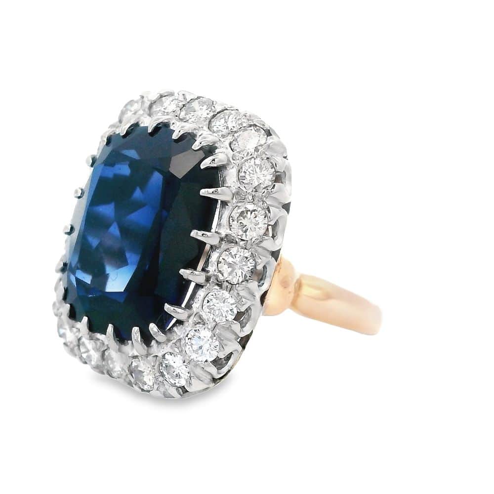 Synthetic Sapphire & Diamond Ring - Alaska Mint