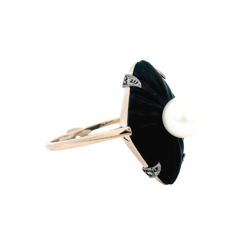 Pearl & Onyx Ring, Alaska Mint