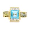 Square Blue Topaz Gold Quartz Ring, Alaska Mint
