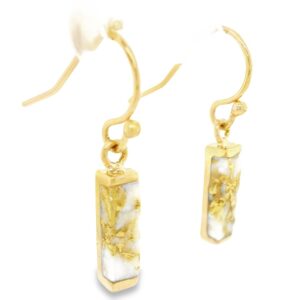 Gold Quartz Bar Dangle Earrings, Alaska Mint