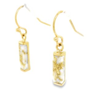 Gold Quartz Bar Dangle Earrings, Alaska Mint