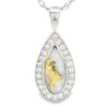 White Gold Teardrop Gold Quartz Diamond Pendant, Alaska Mint