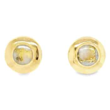 Gold Quartz 14k Round Gold Earrings, Alaska Mint