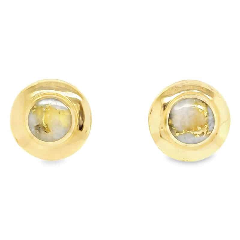 Gold Quartz 14k Round Gold Earrings, Alaska Mint