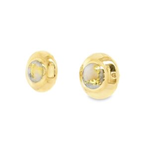 Gold Quartz 14k Round Gold Earrings, Alaska Mint