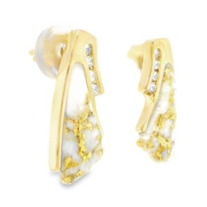 Gold Quartz Diamond Post Earrings, Alaska Mint