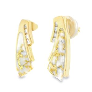 Gold Quartz Diamond Post Earrings, Alaska Mint