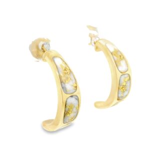 Hoop 14k Gold Quartz Earrings, Alaska Mint