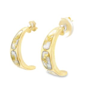 Hoop 14k Gold Quartz Earrings, Alaska Mint