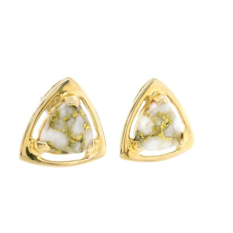 Triangular Gold Quartz Earrings, Alaska Mint