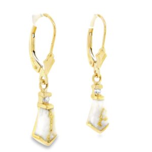 Gold Quartz Tie Shape Leverback Earrings, Alaska Mint