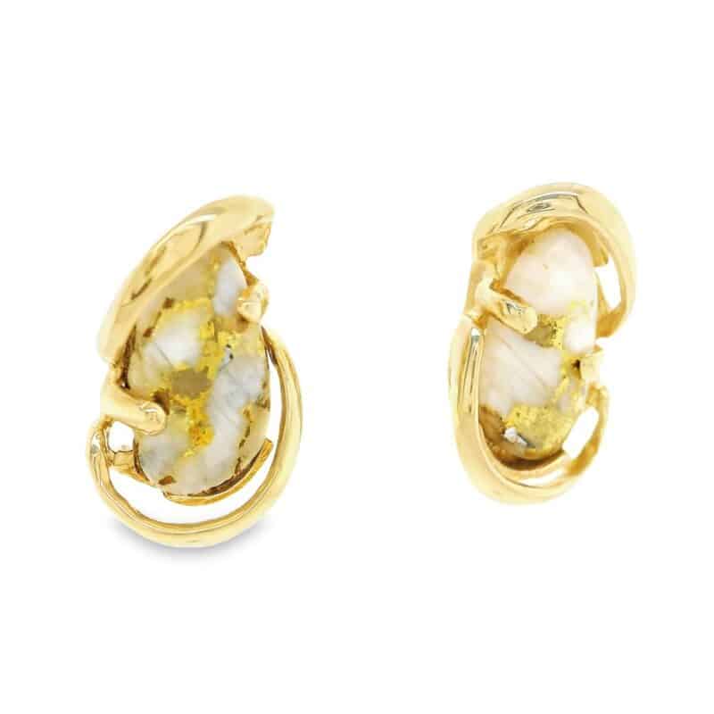 Gold quartz earrings, Alaska Mint