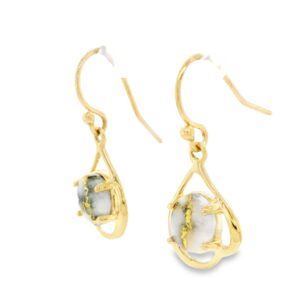 Gold Quartz 14k Wire Dangle Earrings, Alaska Mint