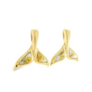 Post Whale Tail Gold Quartz Earrings, Alaska Mint