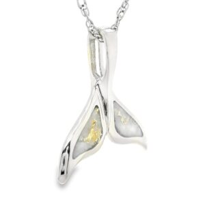 White Gold Whale Tail Gold Quartz Pendant, Alaska Mint