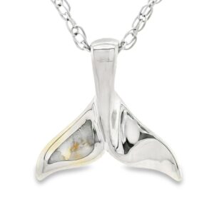 White Gold Whale Tail Gold Quartz Pendant
