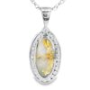 Oval White Gold Gold Quartz Diamond Pendant, Alaska Mint