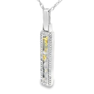 Rectangle Drop Gold Quartz Diamond Pendant, Alaska Mint