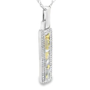 Rectangle Drop Gold Quartz Diamond Pendant, Alaska Mint