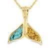 Gold Nugget Turquoise Whale Tail Pendant, Alaska Mint