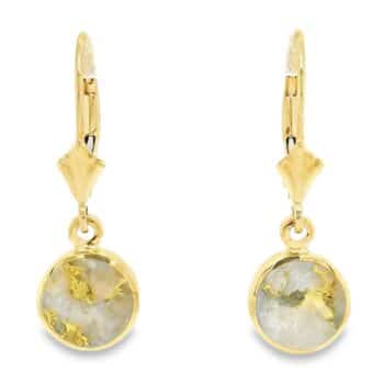 Gold quartz, earrings, round, leverback, Alaska Mint, 14k, LE139G2