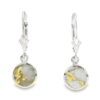 White Gold Round Gold Quartz Leverback Earrings, Alaska Mint