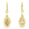 Gold Quartz Earrings Oval Inlaid Design Leverbacks, Alaska Mint