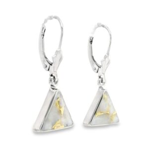 Triangular White Gold Gold Quartz Earrings, Alaska Mint