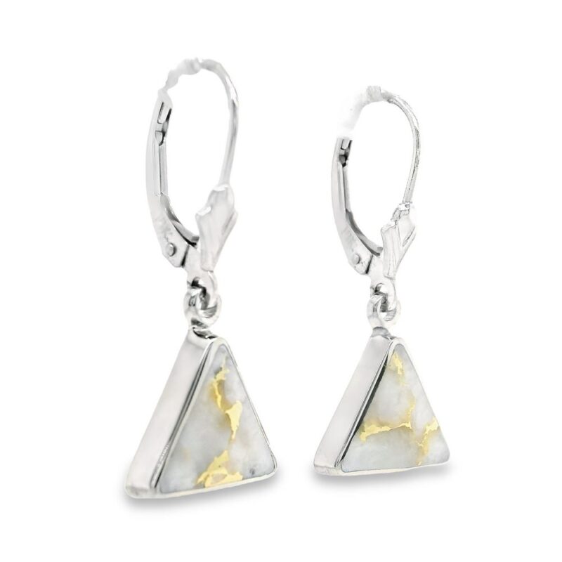 Triangular White Gold Gold Quartz Earrings, Alaska Mint