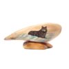 Laying Snow Wolf Scrimshaw Artwork Fossil Ivory, Alaska Mint