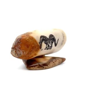 Ram Scrimshaw Artwork Fossil Ivory, Alaska Mint