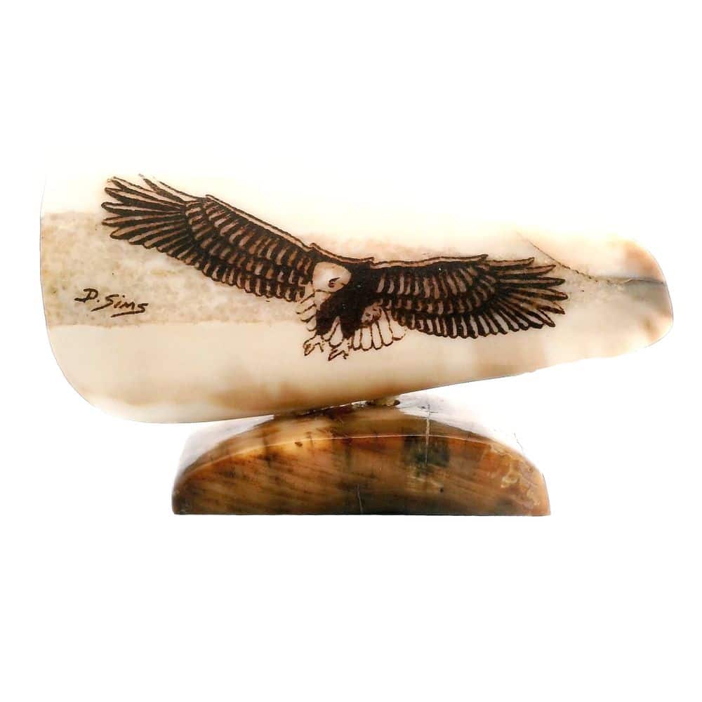 Eagle Soaring Scrimshaw Artwork Fossil Ivory, Alaska Mint