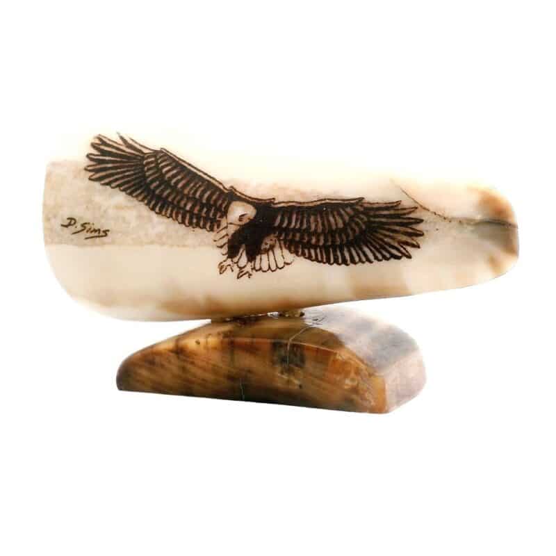 Eagle Soaring Scrimshaw Artwork Fossil Ivory, Alaska Mint