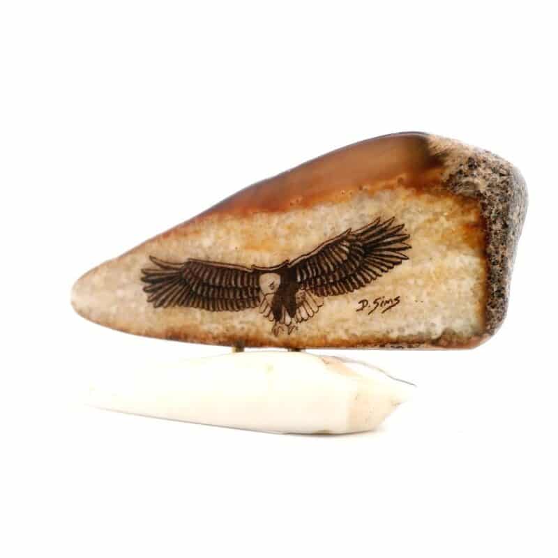 Soaring Eagle Scrimshaw Artwork Fossil Ivory, Alaska Mint
