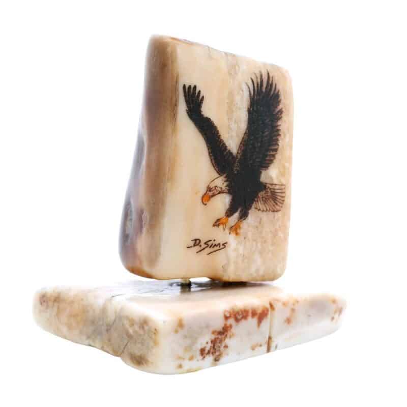 Bald Eagle Scrimshaw Artwork Fossil Ivory, Alaska Mint