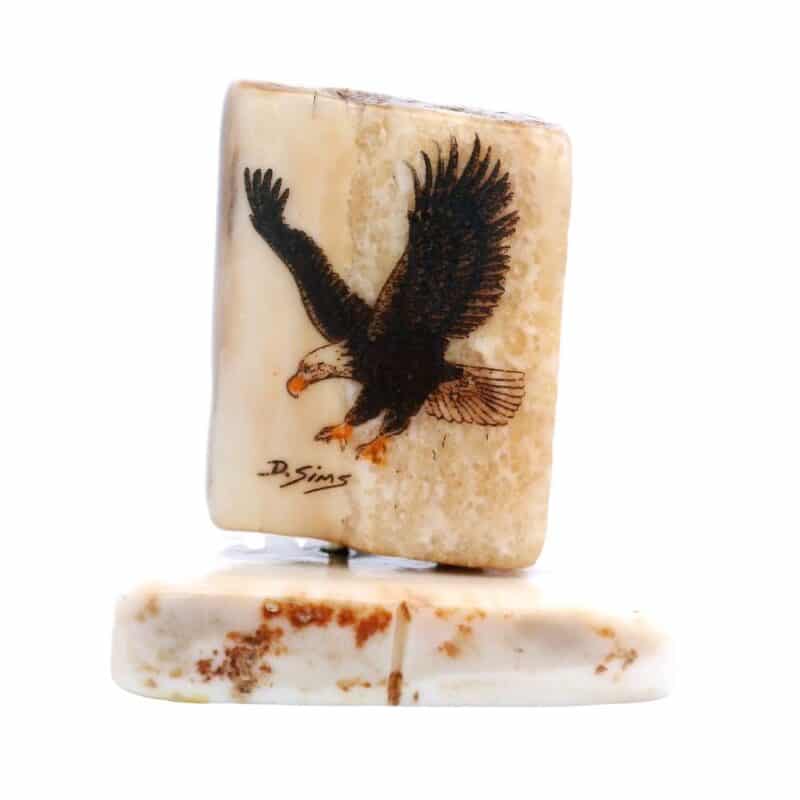 Bald Eagle Scrimshaw Artwork Fossil Ivory, Alaska Mint